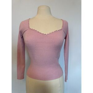 House of Harlowe 1960 Pink Ribbed Top Size XS